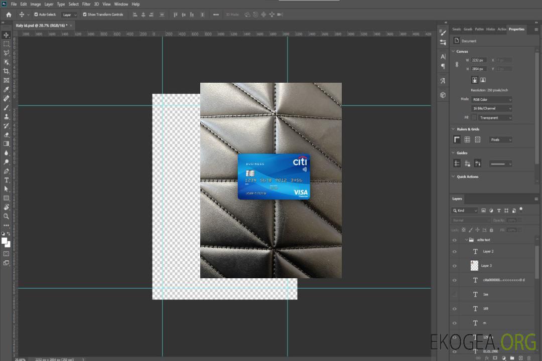 Photolook de la carte Visa Platinum USA Citibank avant template Photolook de la carte Visa Platinum USA Citibank avant template